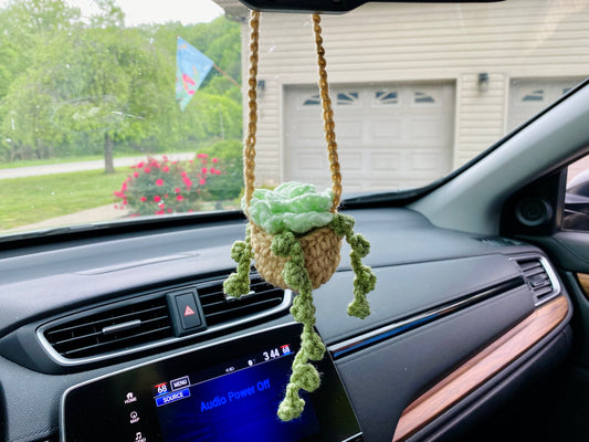 Succulent Crochet Car Charm