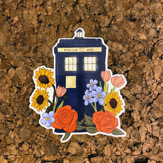 Police Box Floral Sticker