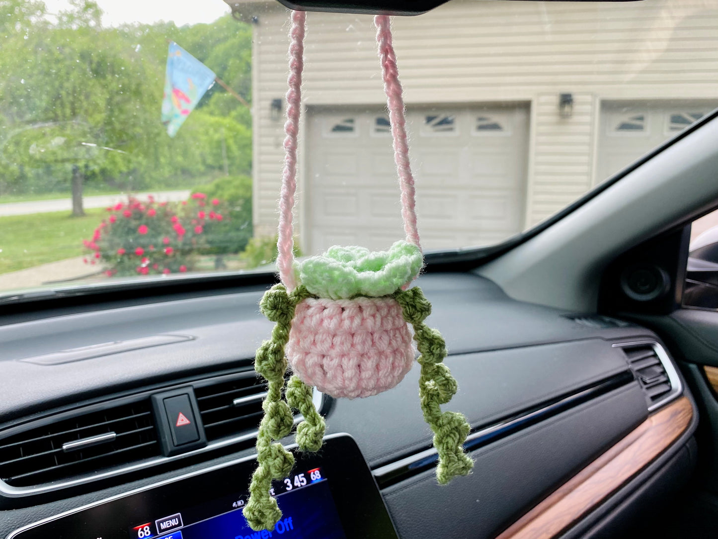 Succulent Crochet Car Charm