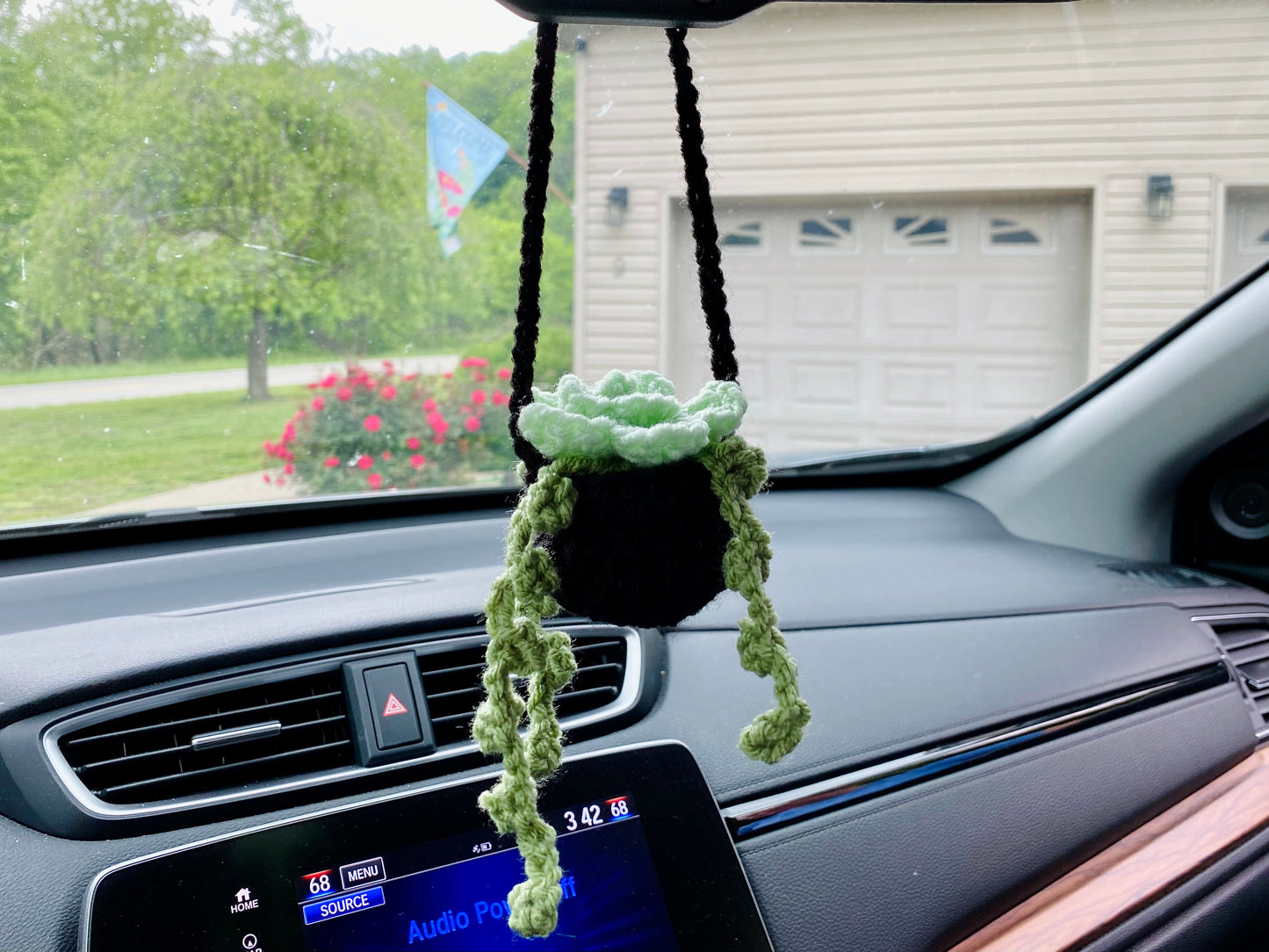 Succulent Crochet Car Charm