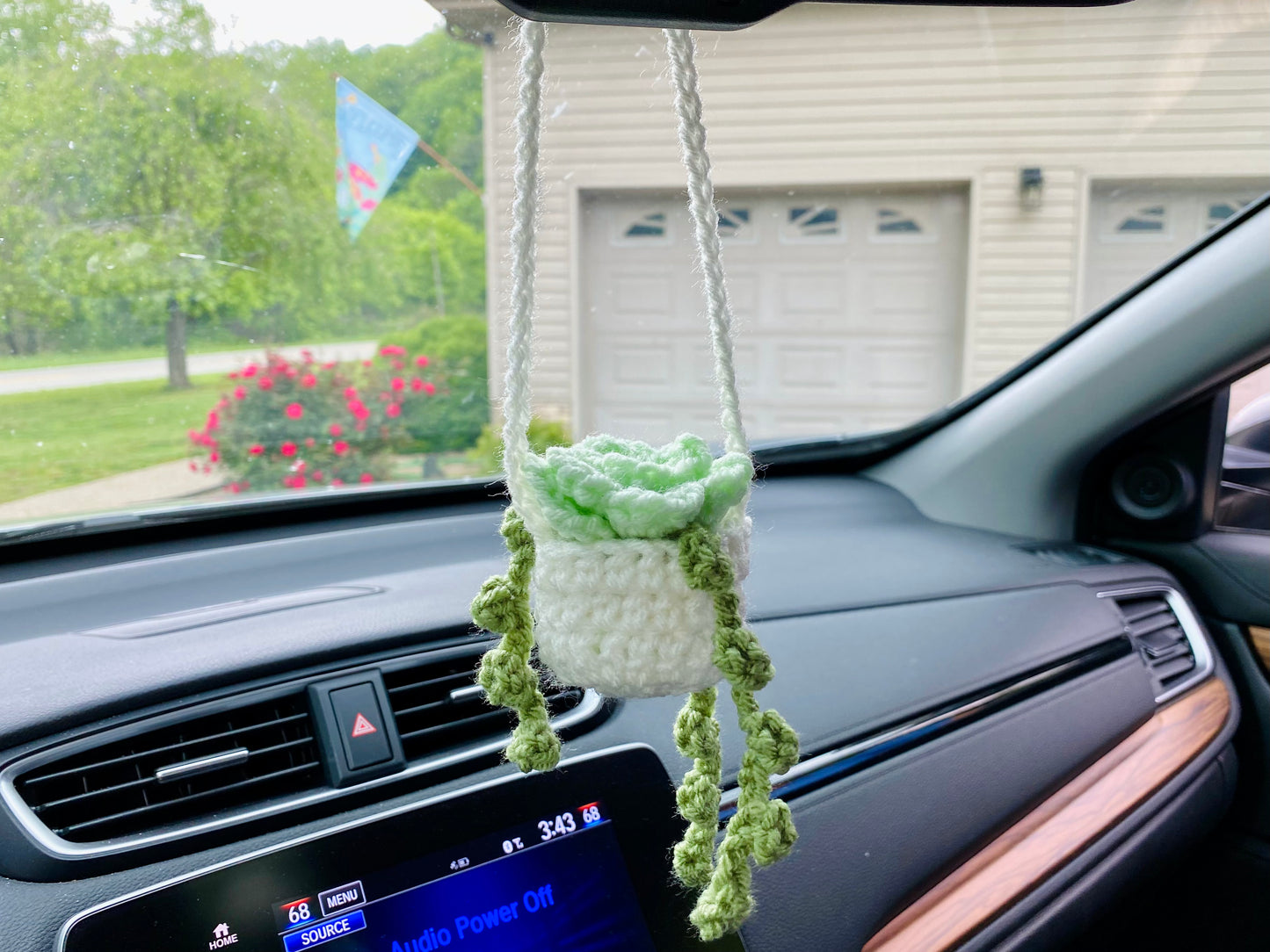 Succulent Crochet Car Charm